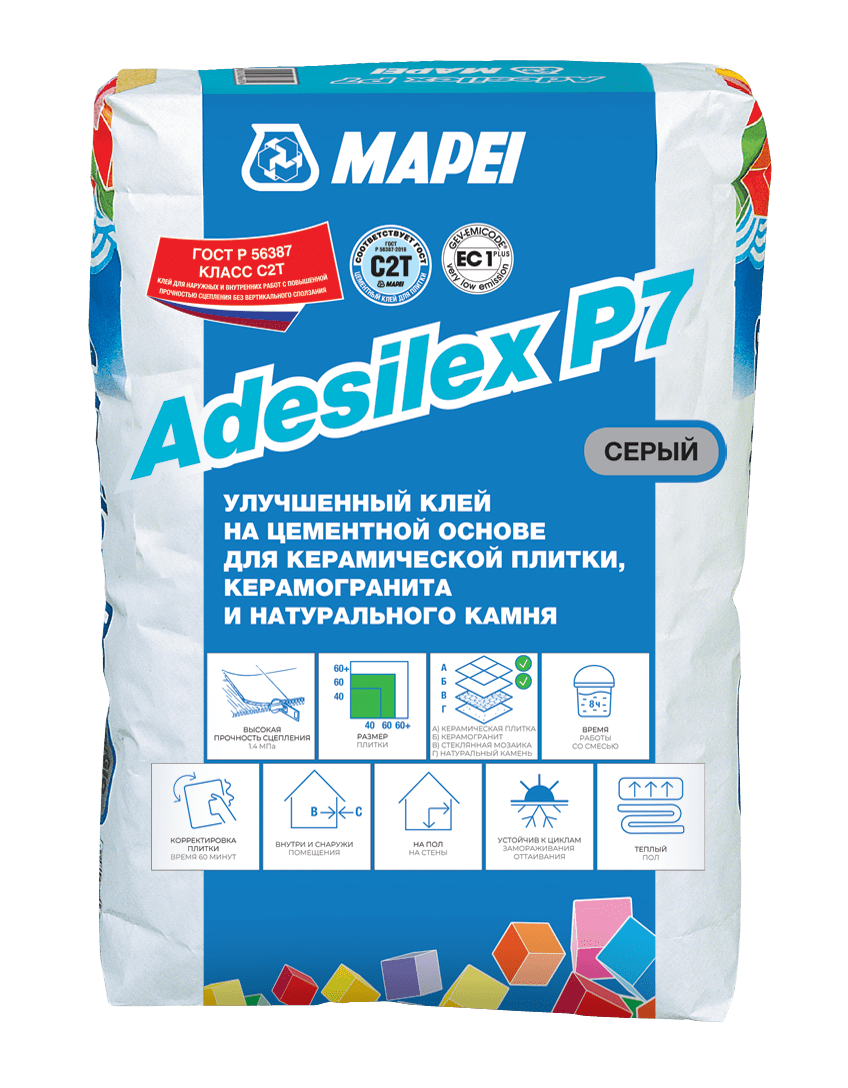 МАПЕЙ, ADESILEX P7, Клей плиточный, класс С2Т (25кг)