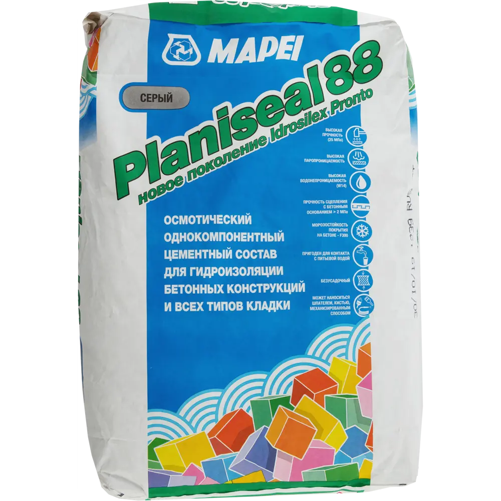МАПЕЙ PLANISEAL 88, Гидроизоляция на цементной основе класса W16 (25кг)